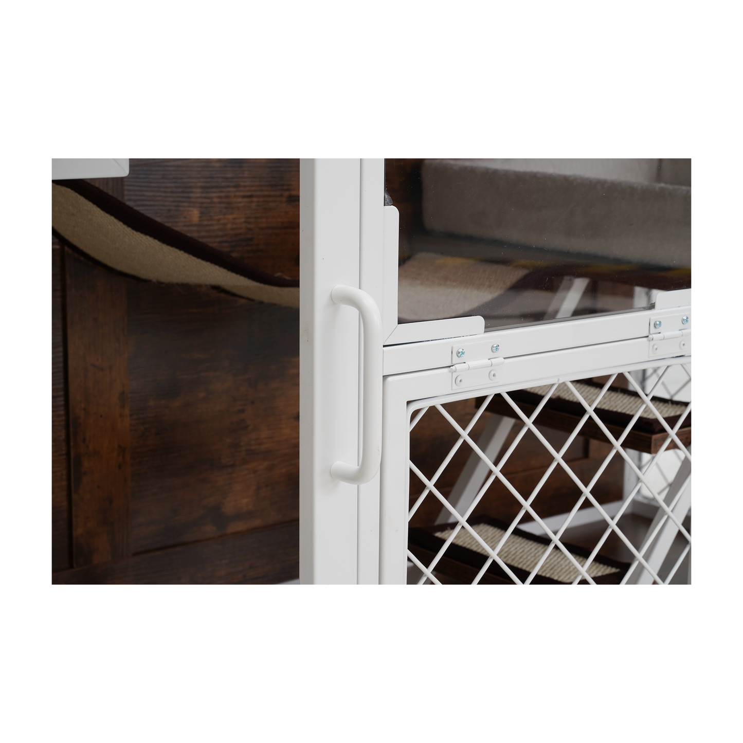 White Iron Frame Cat Climbing TV Stand