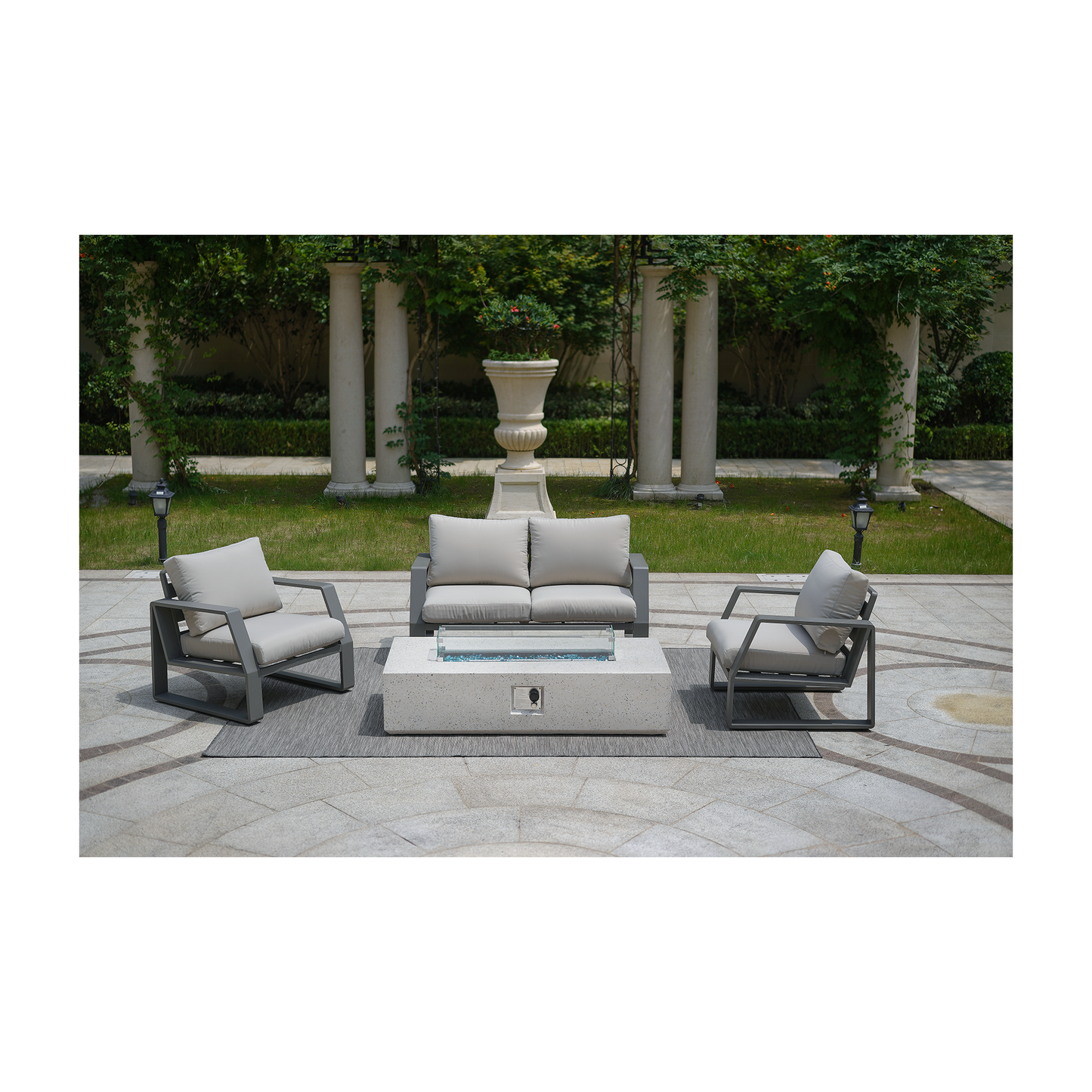 12.6'' H x 56'' W Polyresin Propane Outdoor Fire Pit Table