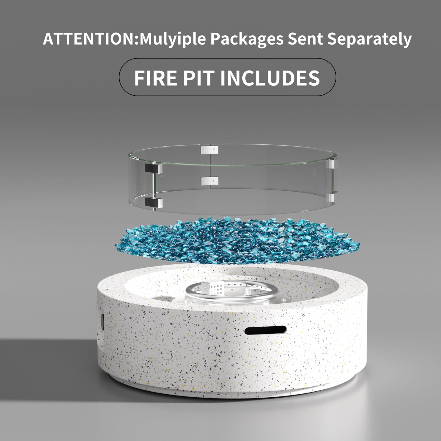 12.6" H x 41" W Magnesium Oxide Propane Outdoor Fire Pit Table