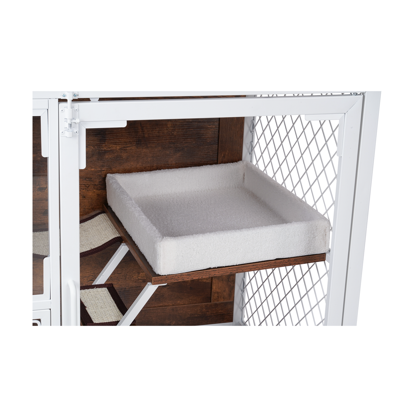 White Iron Frame Cat Climbing TV Stand
