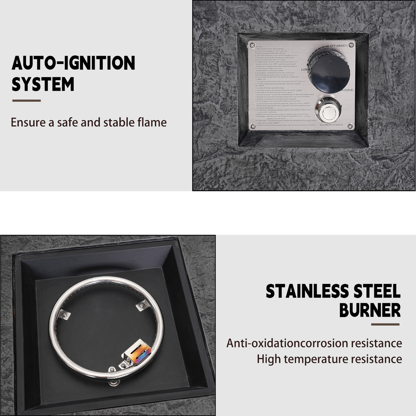 32” Black Square Slate Fireplace