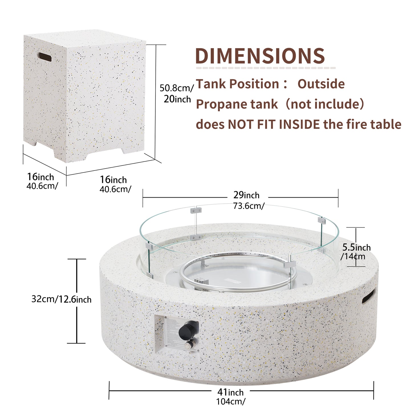 12.6" H x 41" W Magnesium Oxide Propane Outdoor Fire Pit Table