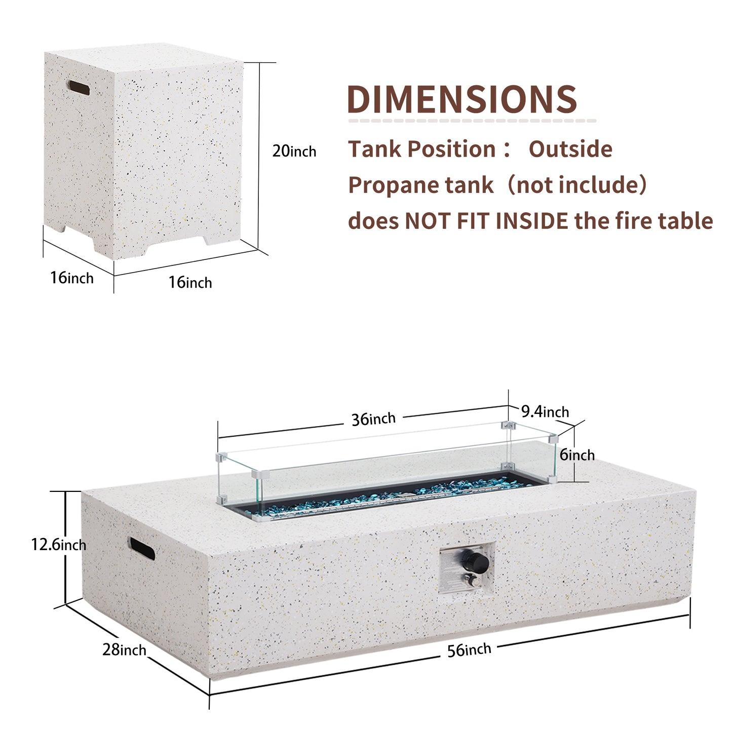 12.6'' H x 56'' W Polyresin Propane Outdoor Fire Pit Table
