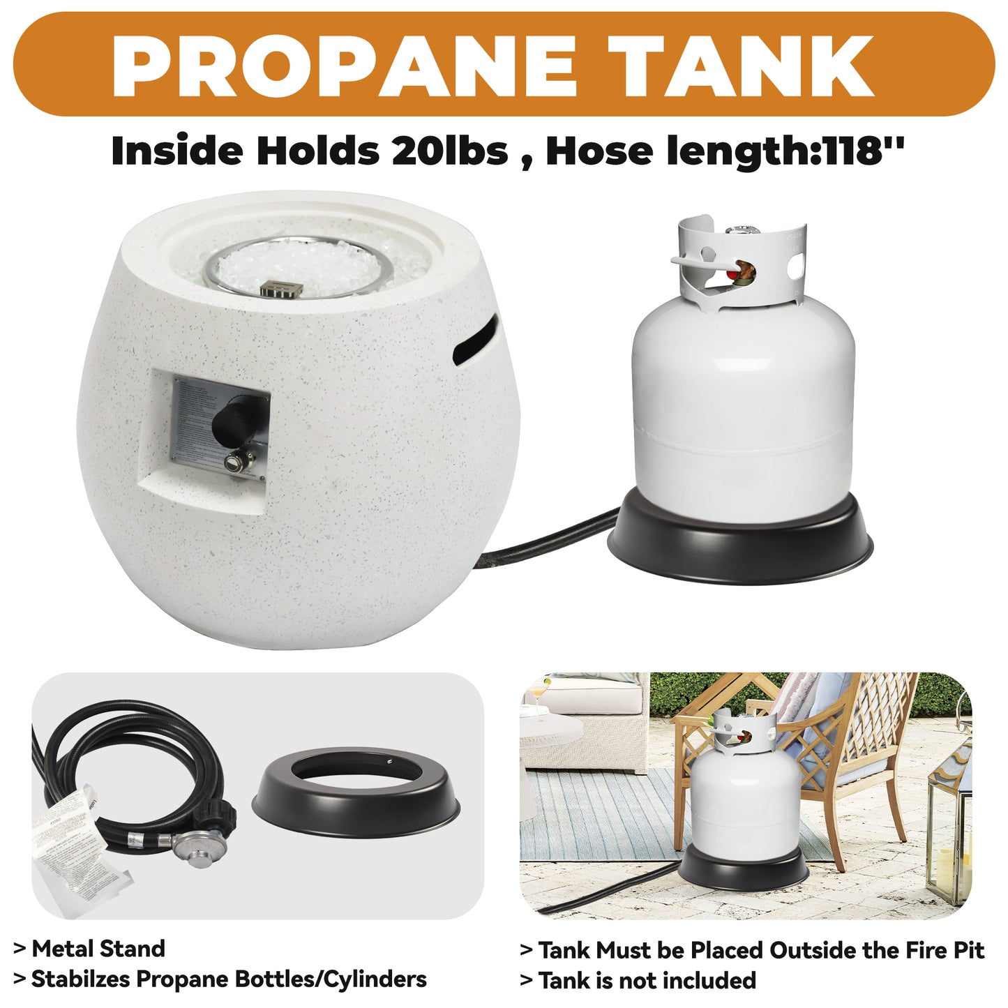 20.07'' H x 21.25'' W Concrete Propane Outdoor Fire Pit Table with Lid