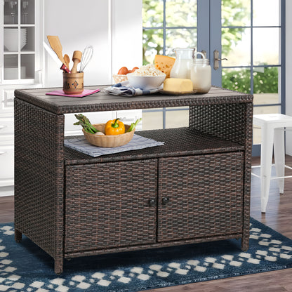 35.43''W21.26''D26.38''H Rattan Pantry Cabinet