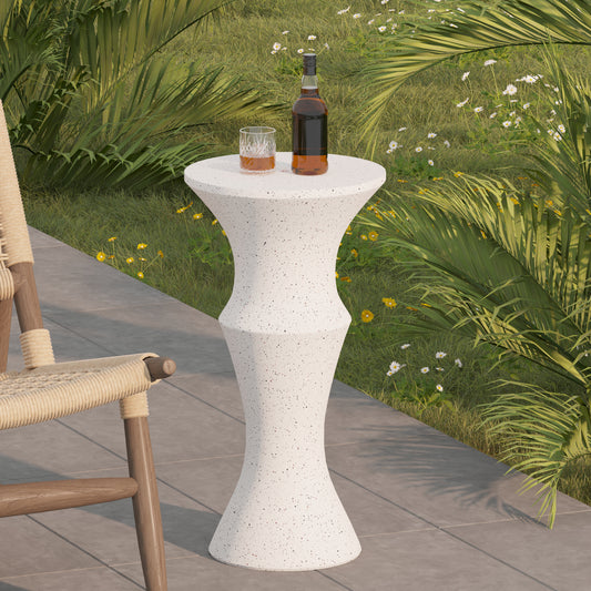 11" Decorative Concrete Side Table, Round Garden Bar Table with Terrazzo Finish, Stone End Table for Patio