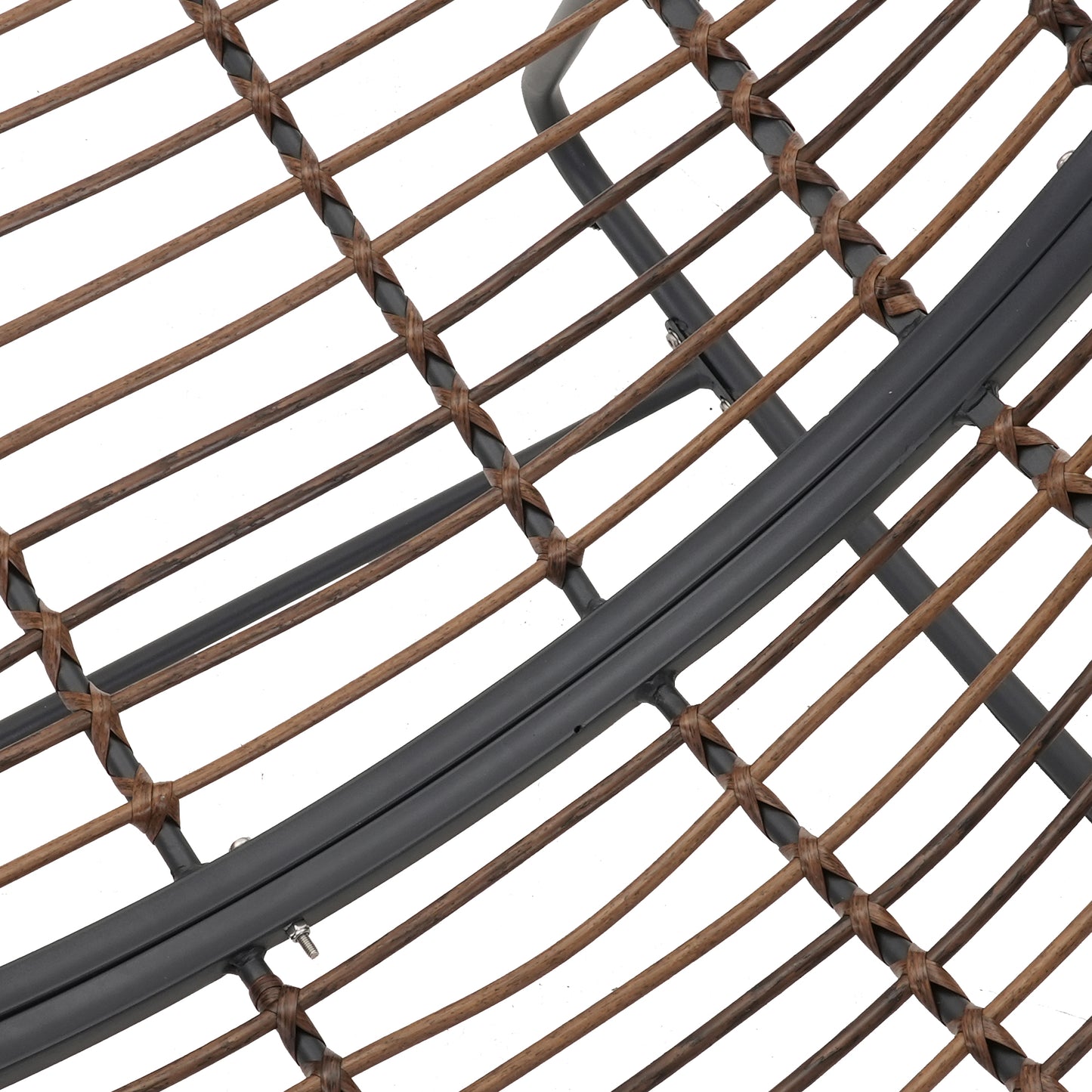 Dark Gray Iron Frame White Cushioned Rattan Rocking Chair