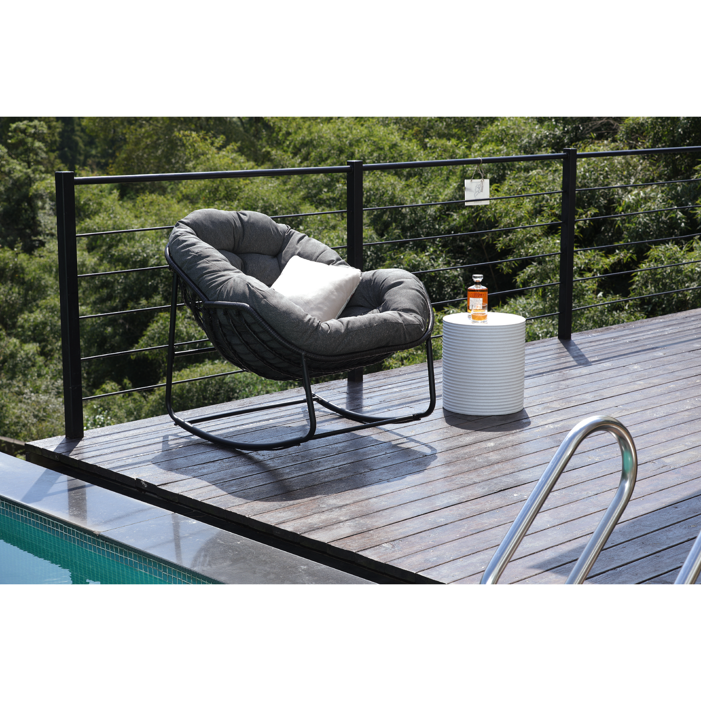 Keylli Indoor/Outdoor Metal Chair Rattan Rope Club Chairs With Upholstery