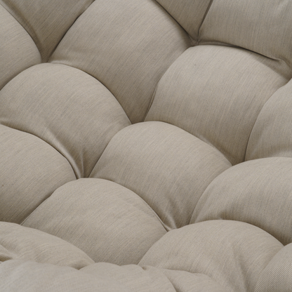 White Iron Frame Beige Cushioned Rattan Rocking Chair