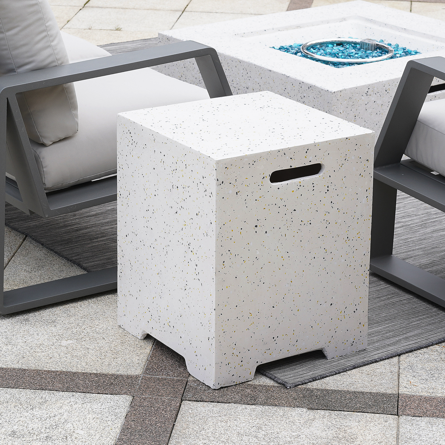12.6'' H x 56'' W Polyresin Propane Outdoor Fire Pit Table
