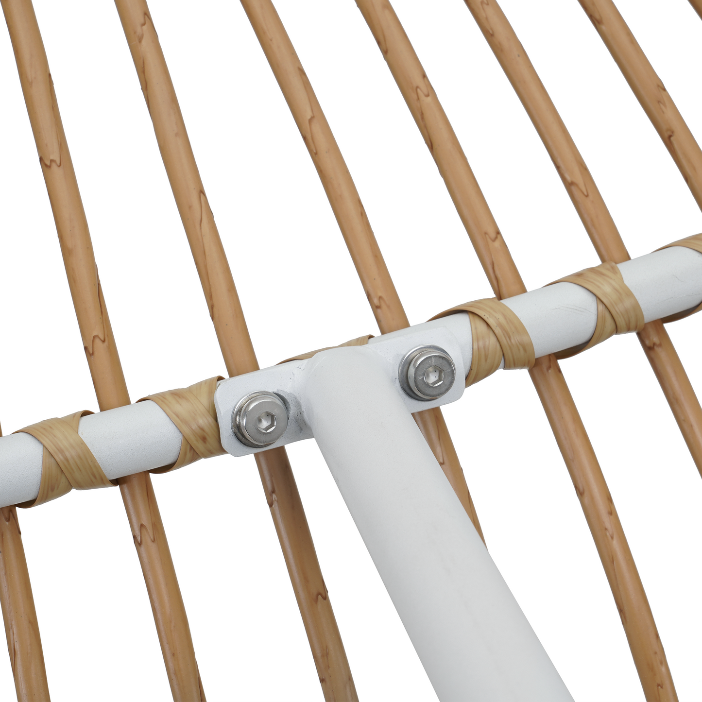 White Iron Frame White Cushion Rattan Rocking Chair