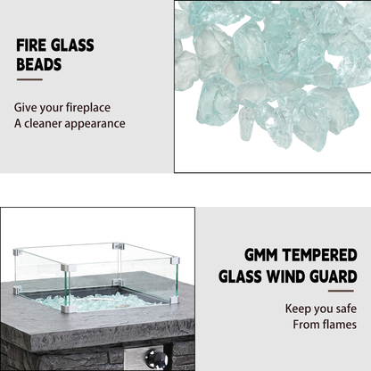 32” Black Square Slate Fireplace