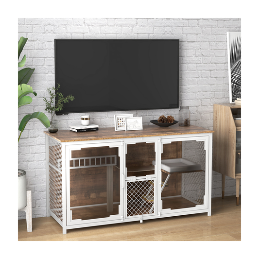 White Iron Frame Cat Climbing TV Stand