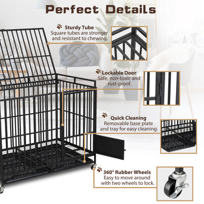 44 inches long black iron dog crate