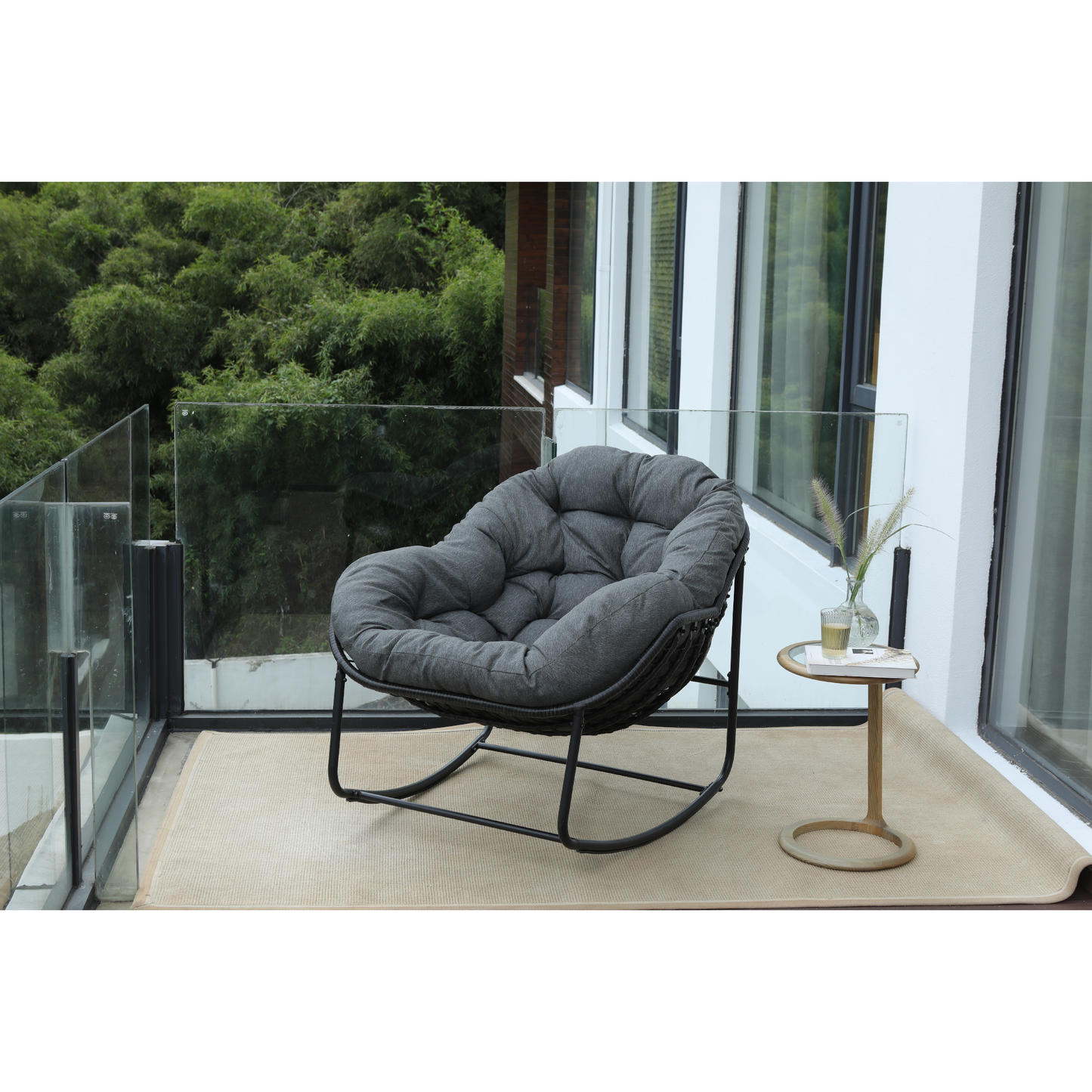 Keylli Indoor/Outdoor Metal Chair Rattan Rope Club Chairs With Upholstery