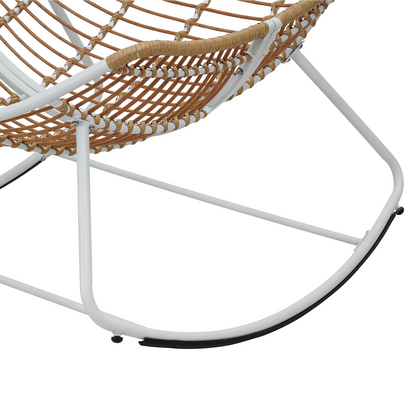 White Iron Frame White Cushion Rattan Rocking Chair