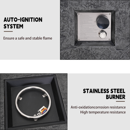 32” Black Square Slate Fireplace