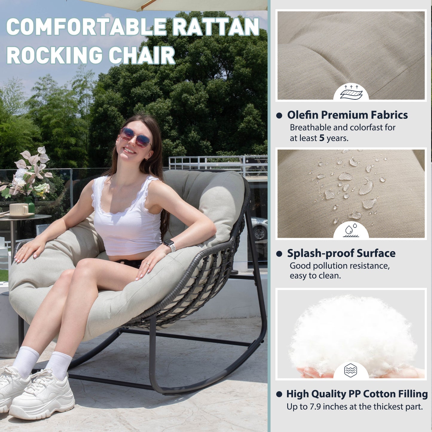 Keylli Indoor/Outdoor Metal Chair Rattan Rope Club Chairs With Upholstery