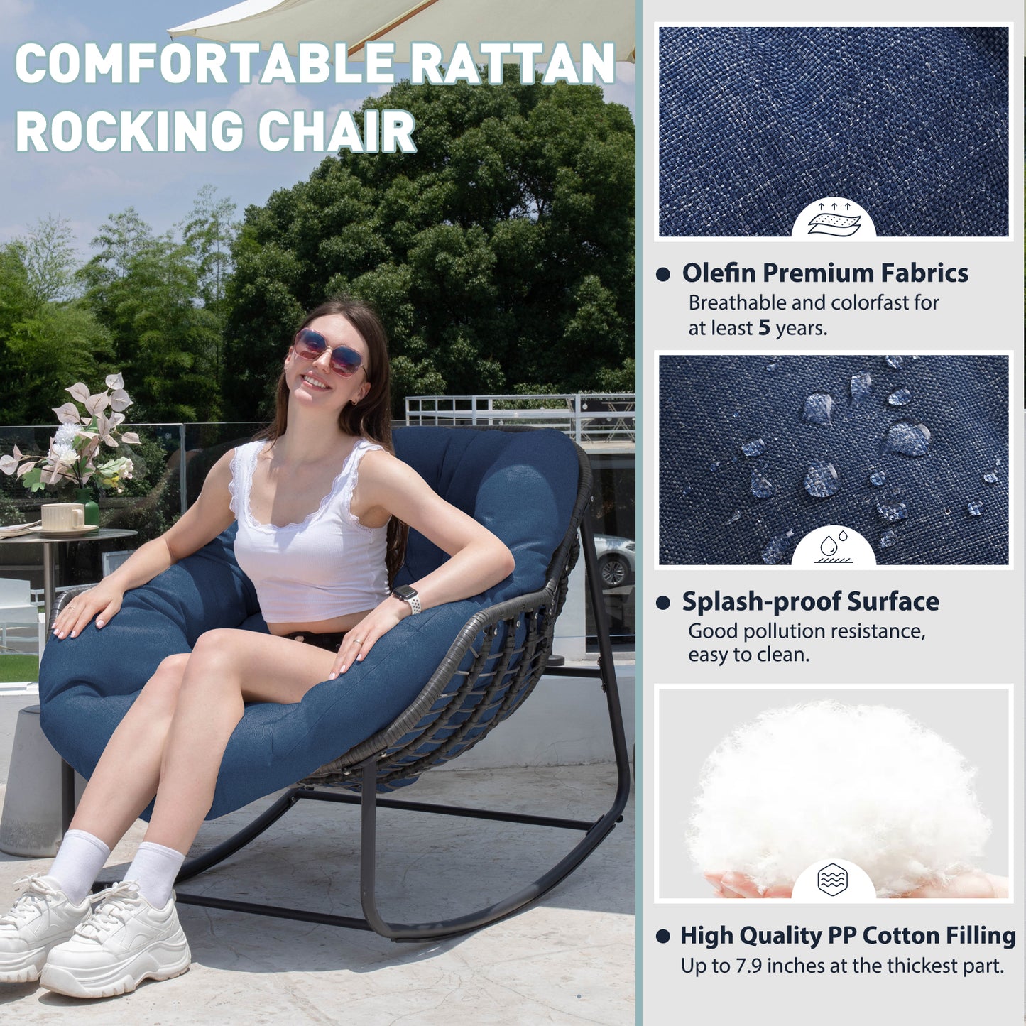 Keylli Indoor/Outdoor Metal Chair Rattan Rope Club Chairs With Upholstery