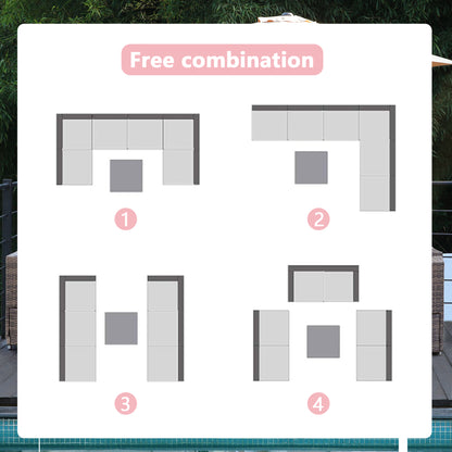 Navy Blue Cushion Rattan Sofa 7 Piece Set