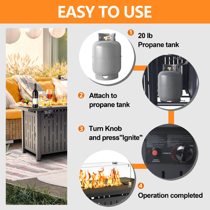 Ericah 21'' H x 43'' W Outdoor Fire Pit Table with Lid