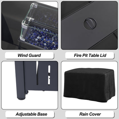 Ericah 21'' H x 43'' W Outdoor Fire Pit Table with Lid