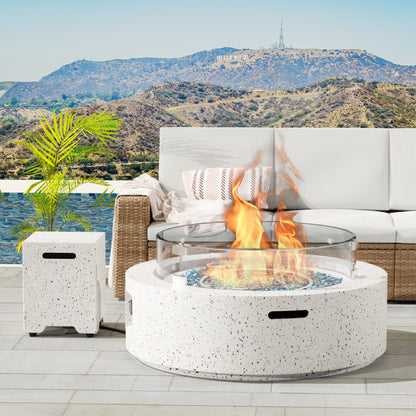12.6" H x 41" W Magnesium Oxide Propane Outdoor Fire Pit Table