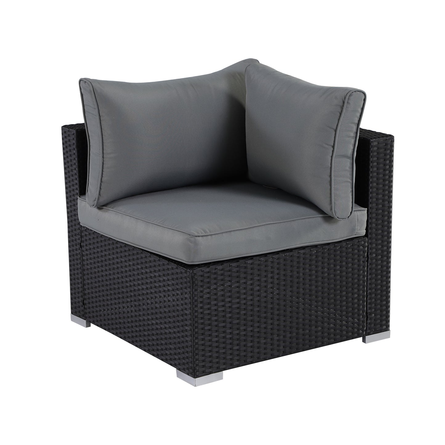 Black Cushion Rattan Sofa 7 Piece Set