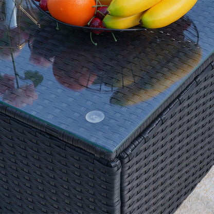 Beige Cushion Rattan Sofa 7 Piece Set