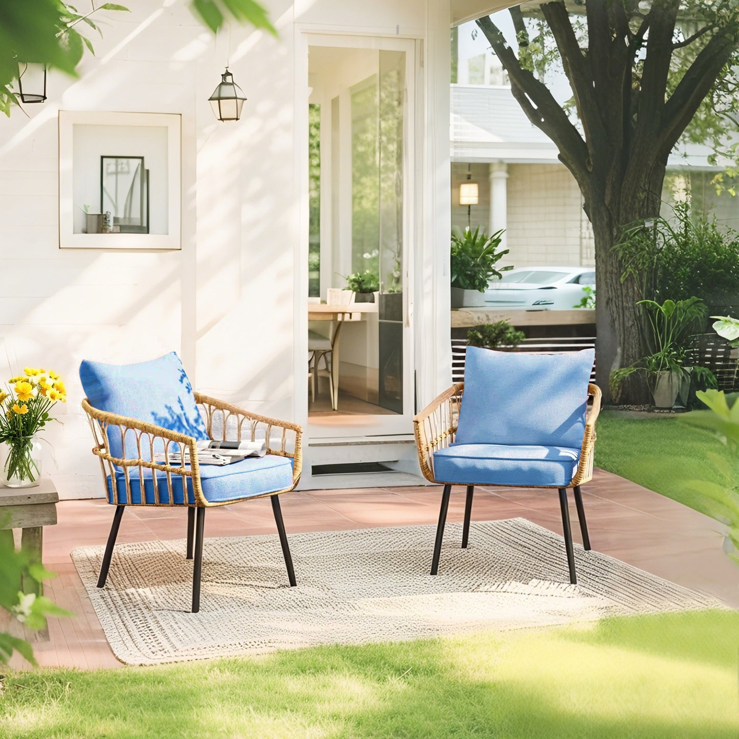 Waterproof Outdoor Cushion - Sunbrella Fabric Seat & Back Cushion, Weather Resistant