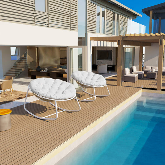 White Iron Frame White Teddy Velvet Rocking Chair