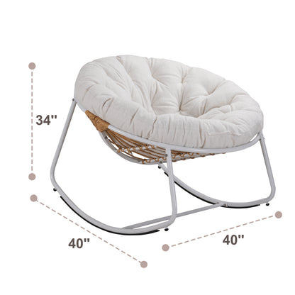 White Iron Frame White Teddy Velvet Rocking Chair