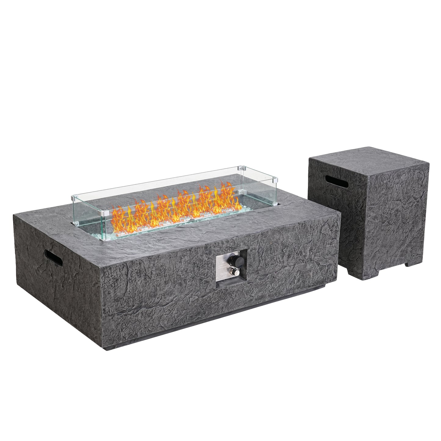 Black Rectangular Slate Fireplace