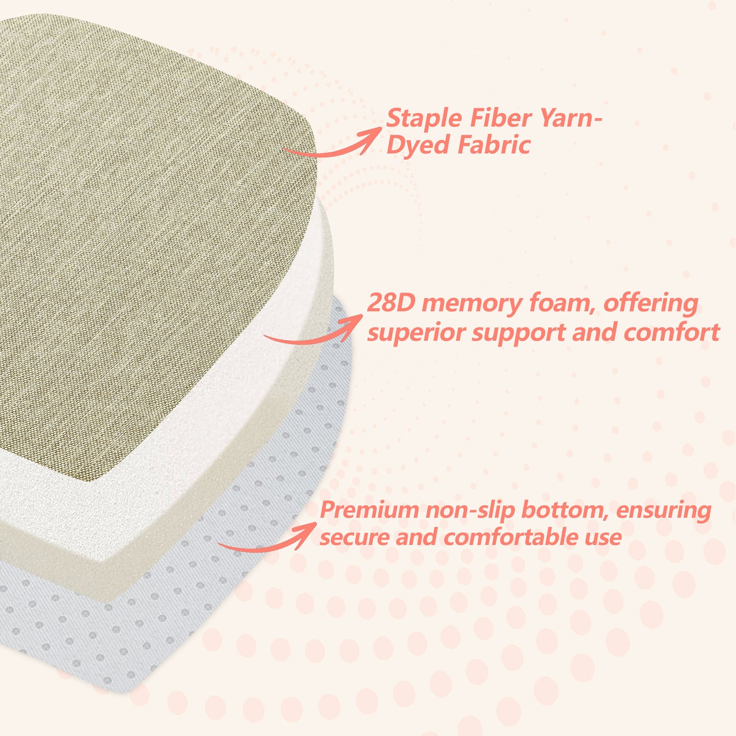 17-inch Depth Beige Trapezoidal Cushion