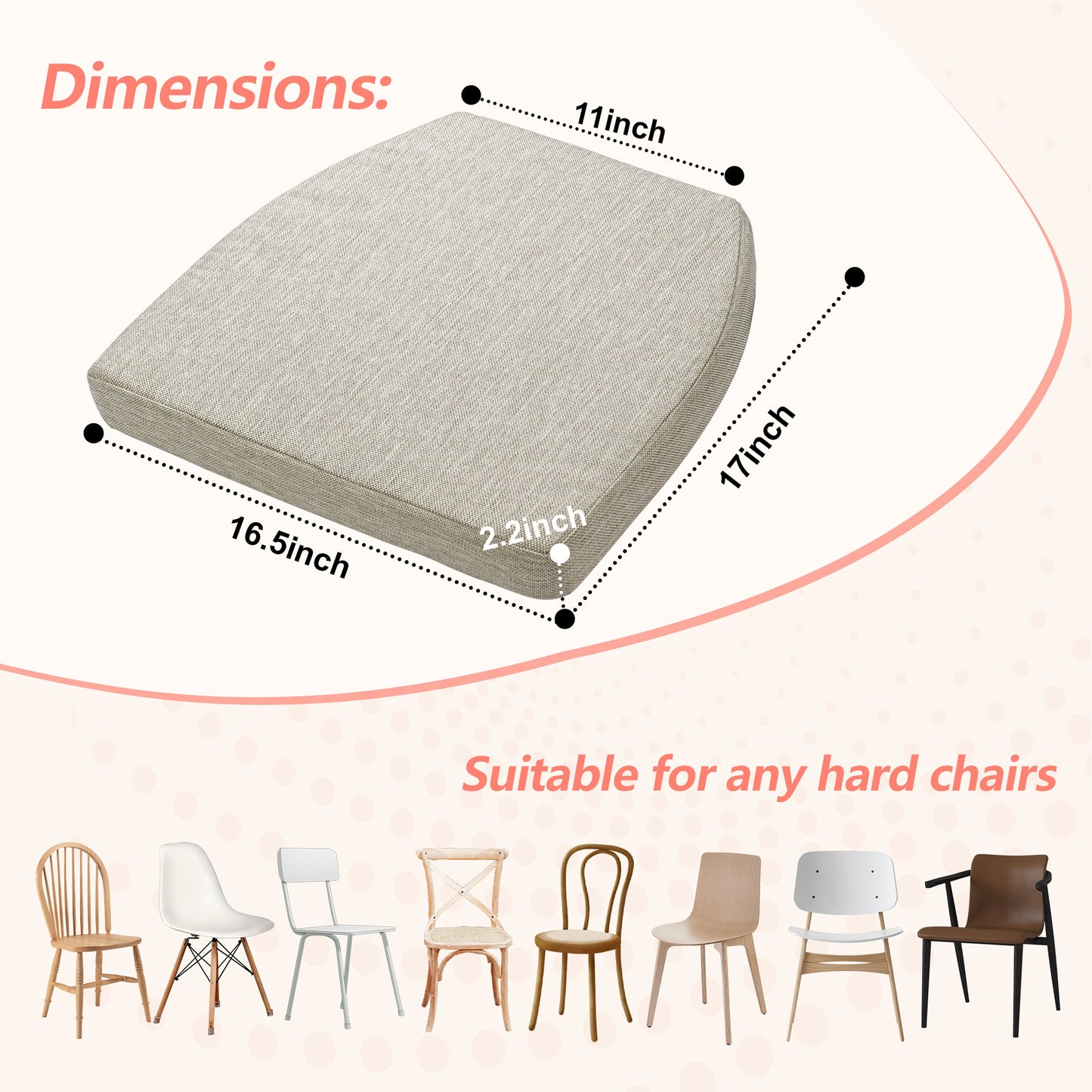 17-inch Depth Beige Trapezoidal Cushion