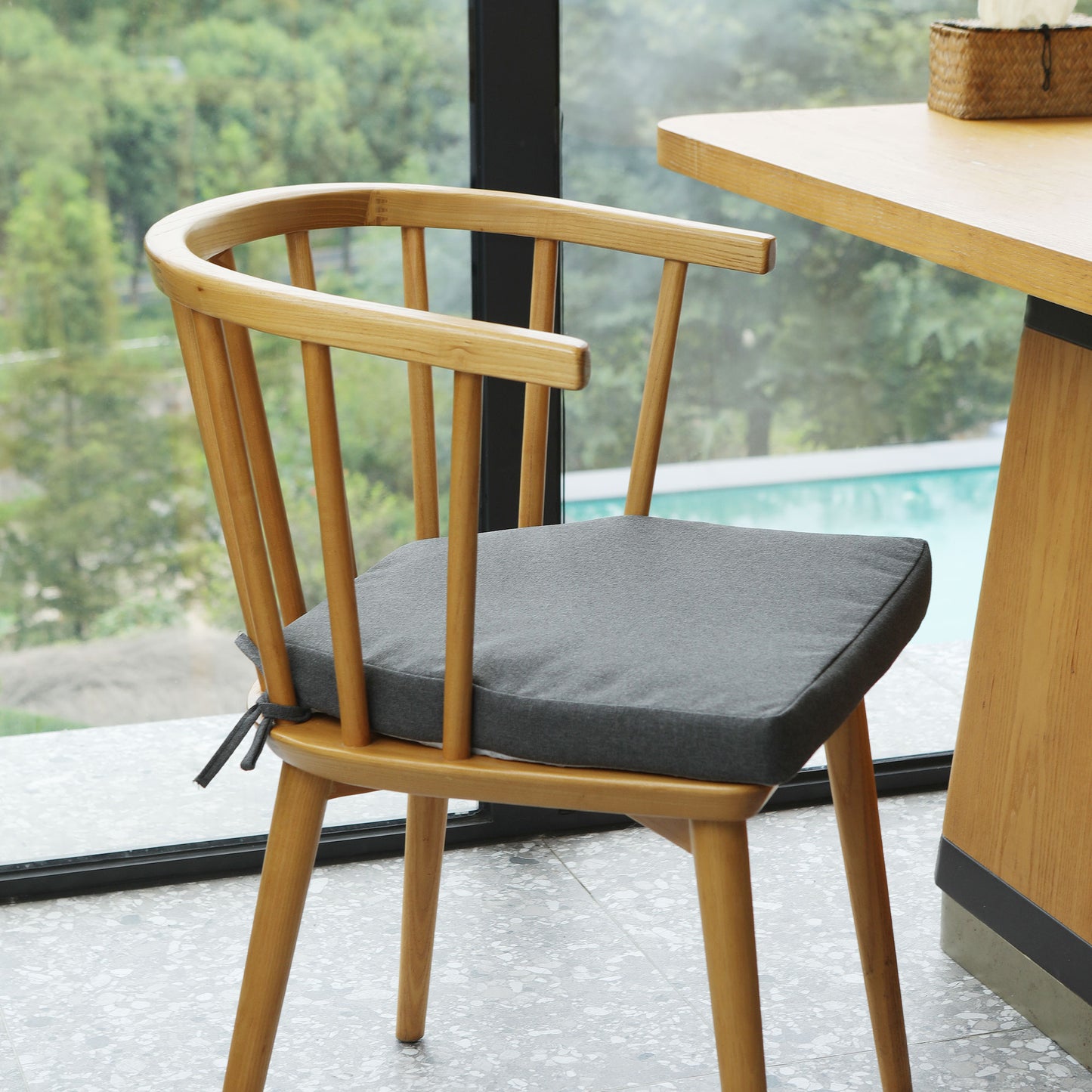 17-inch Depth Drak Gray Trapezoidal Cushion