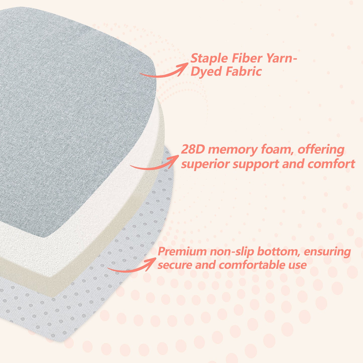 17-inch Depth Light Gray Trapezoidal Cushion