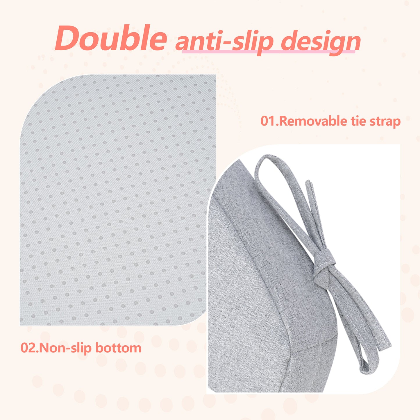 17-inch Depth Light Gray Trapezoidal Cushion