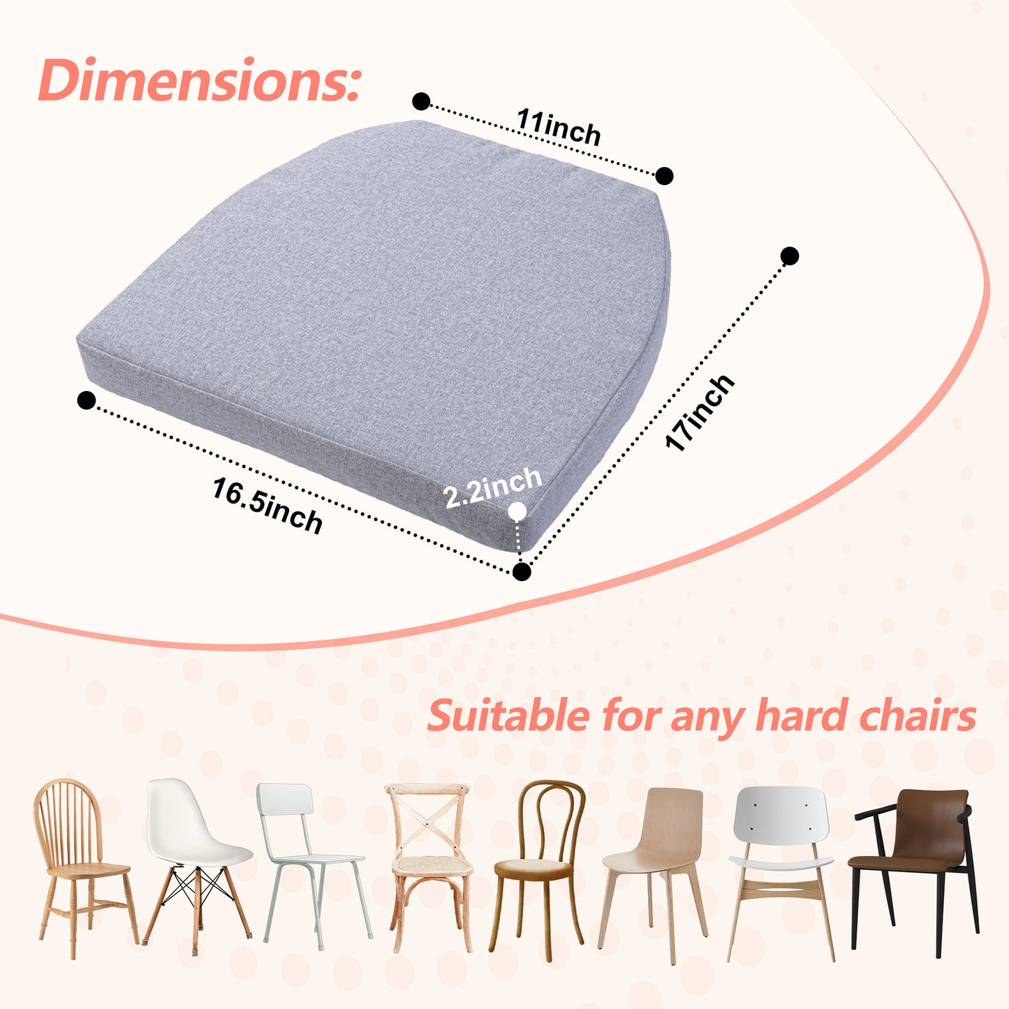 17-inch Depth Light Gray Trapezoidal Cushion