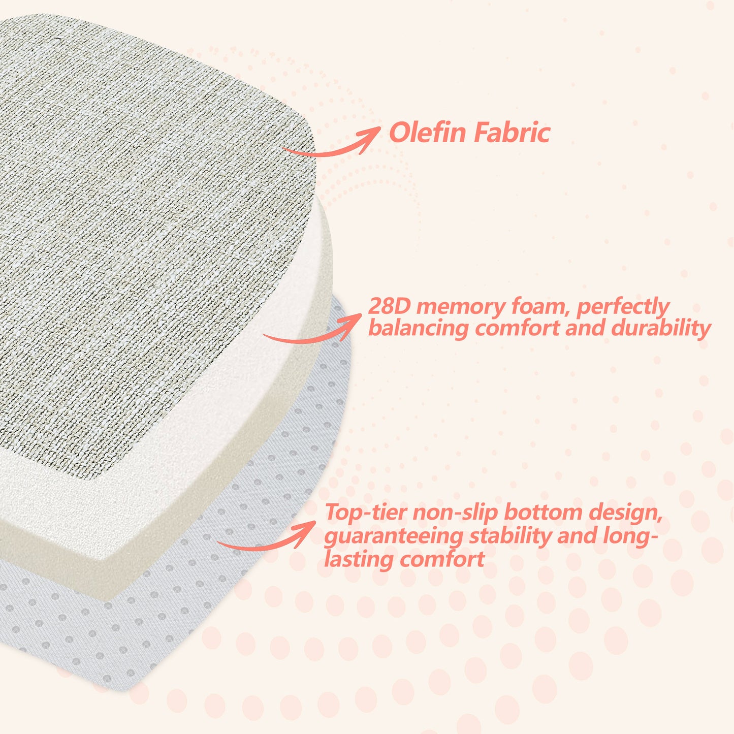 17-inch Depth Begie Trapezoidal Cushion