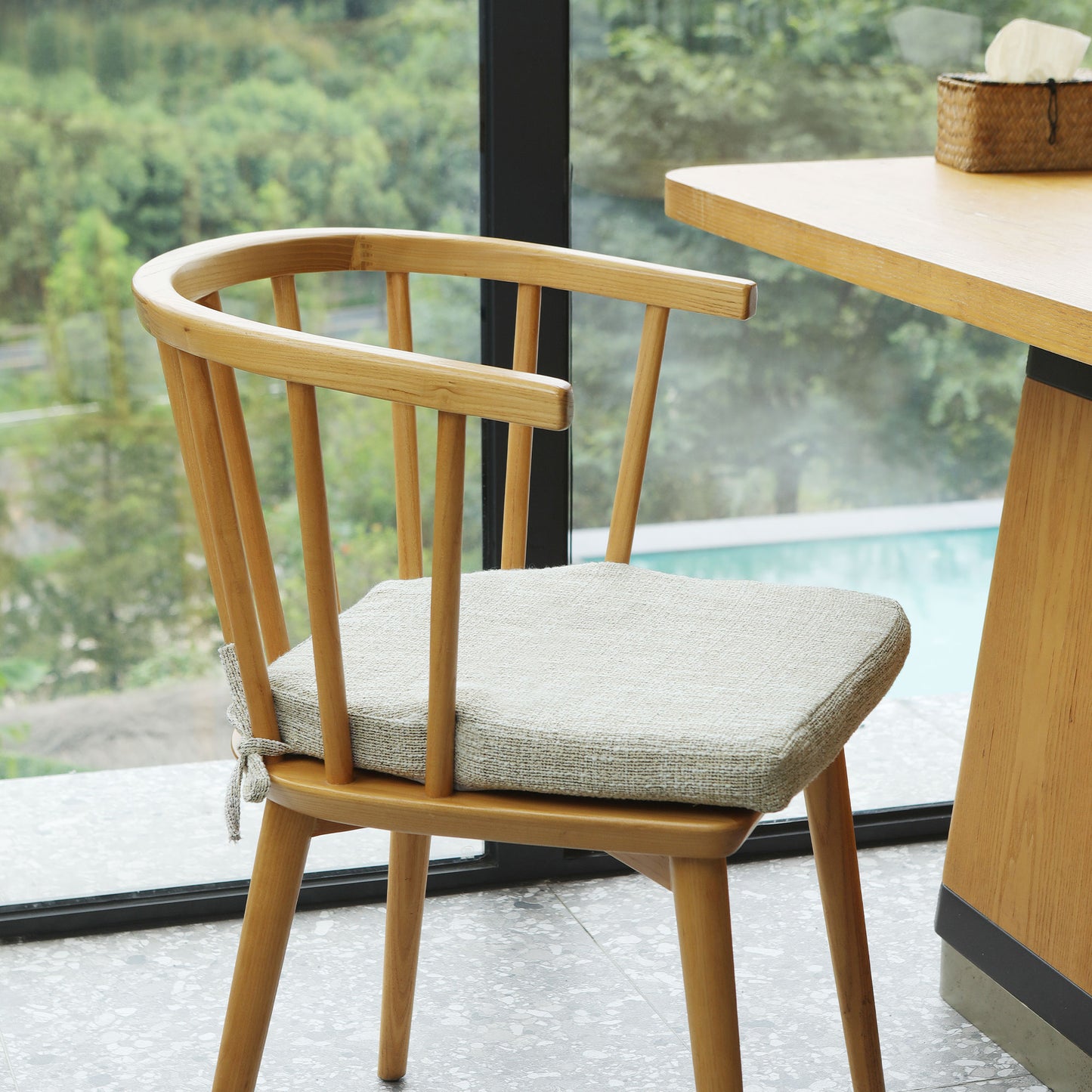 17-inch Depth Begie Trapezoidal Cushion