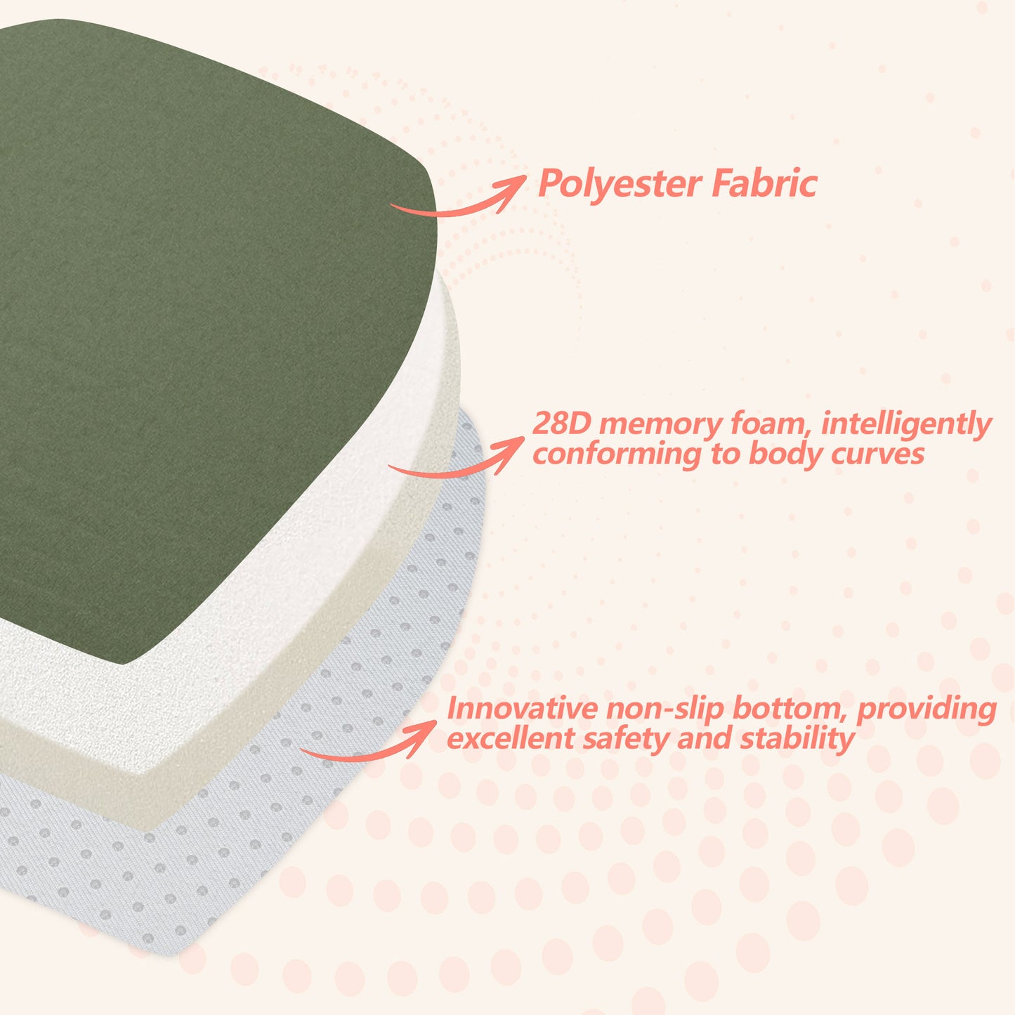 17-inch Depth Green Trapezoidal Cushion