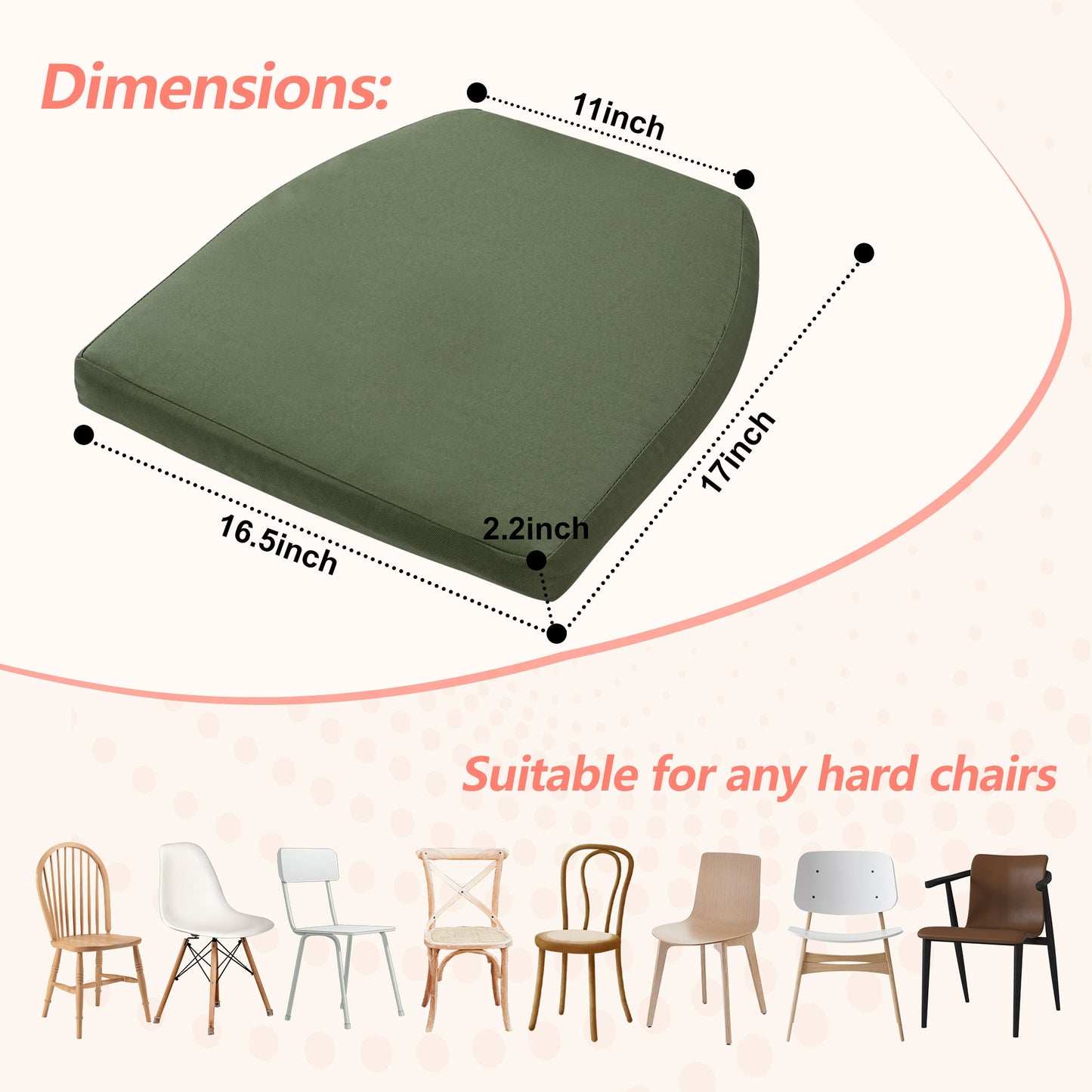 17-inch Depth Green Trapezoidal Cushion