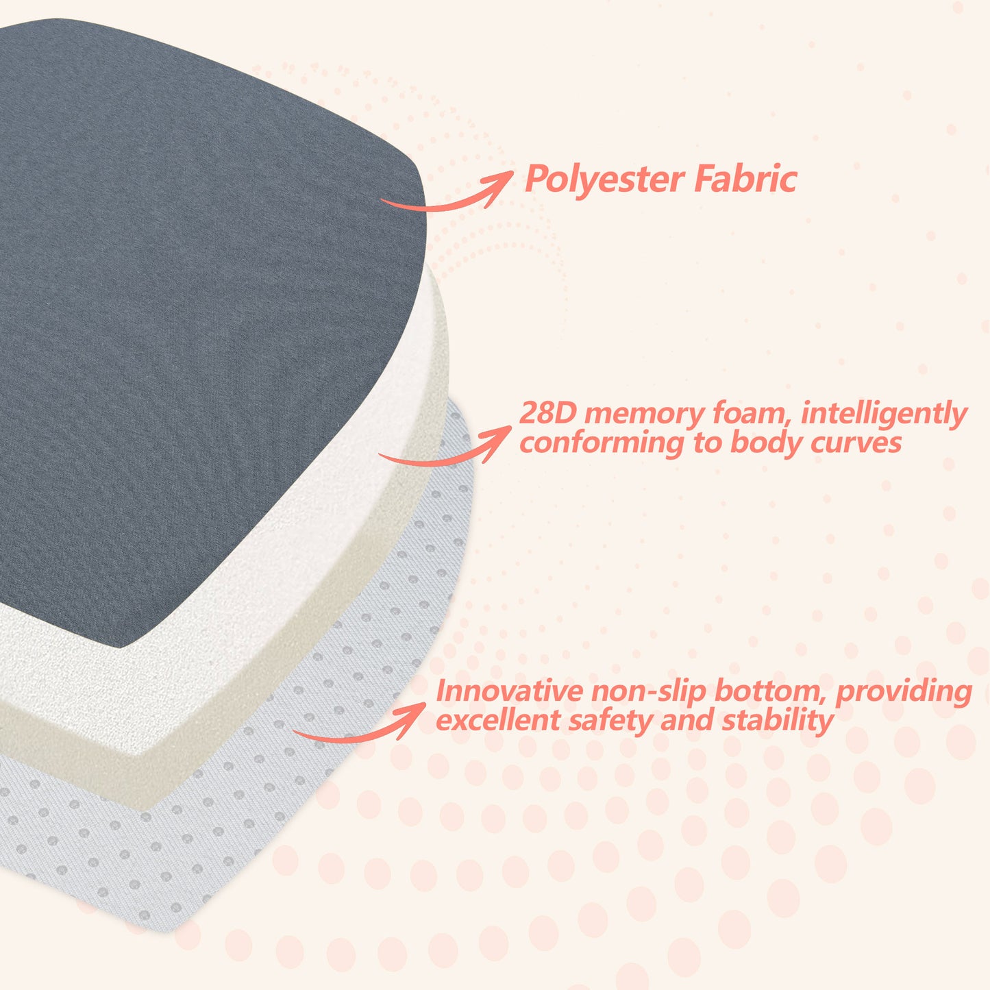 17-inch Depth Dark Gray Trapezoidal Cushion