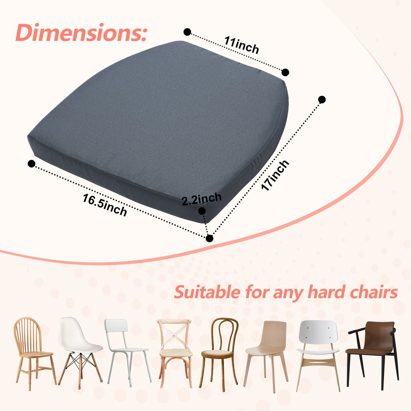 17-inch Depth Dark Gray Trapezoidal Cushion