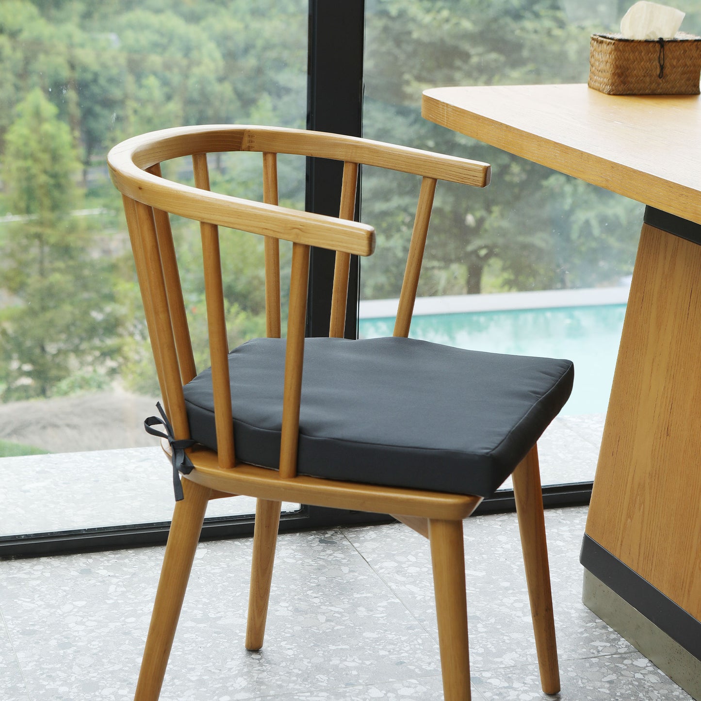 17-inch Depth Dark Gray Trapezoidal Cushion