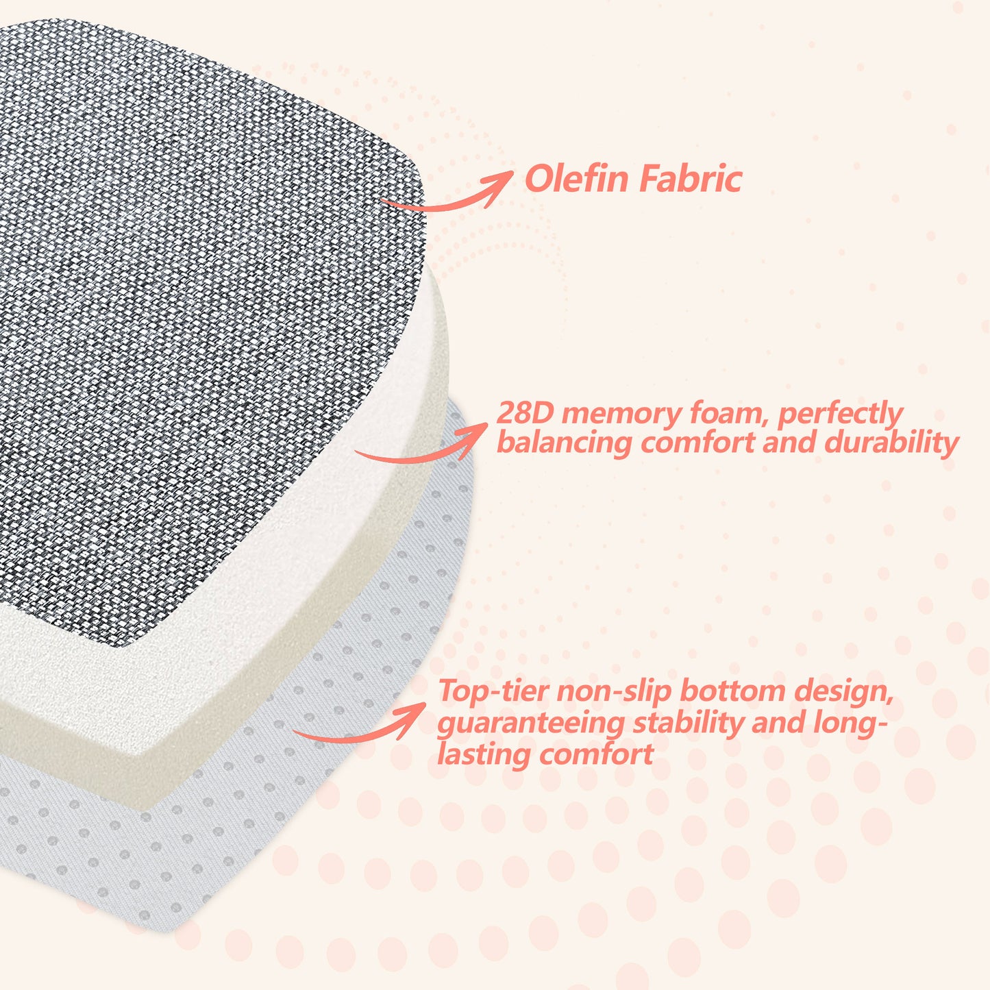 17-inch Depth Drak Gray Trapezoidal Cushion