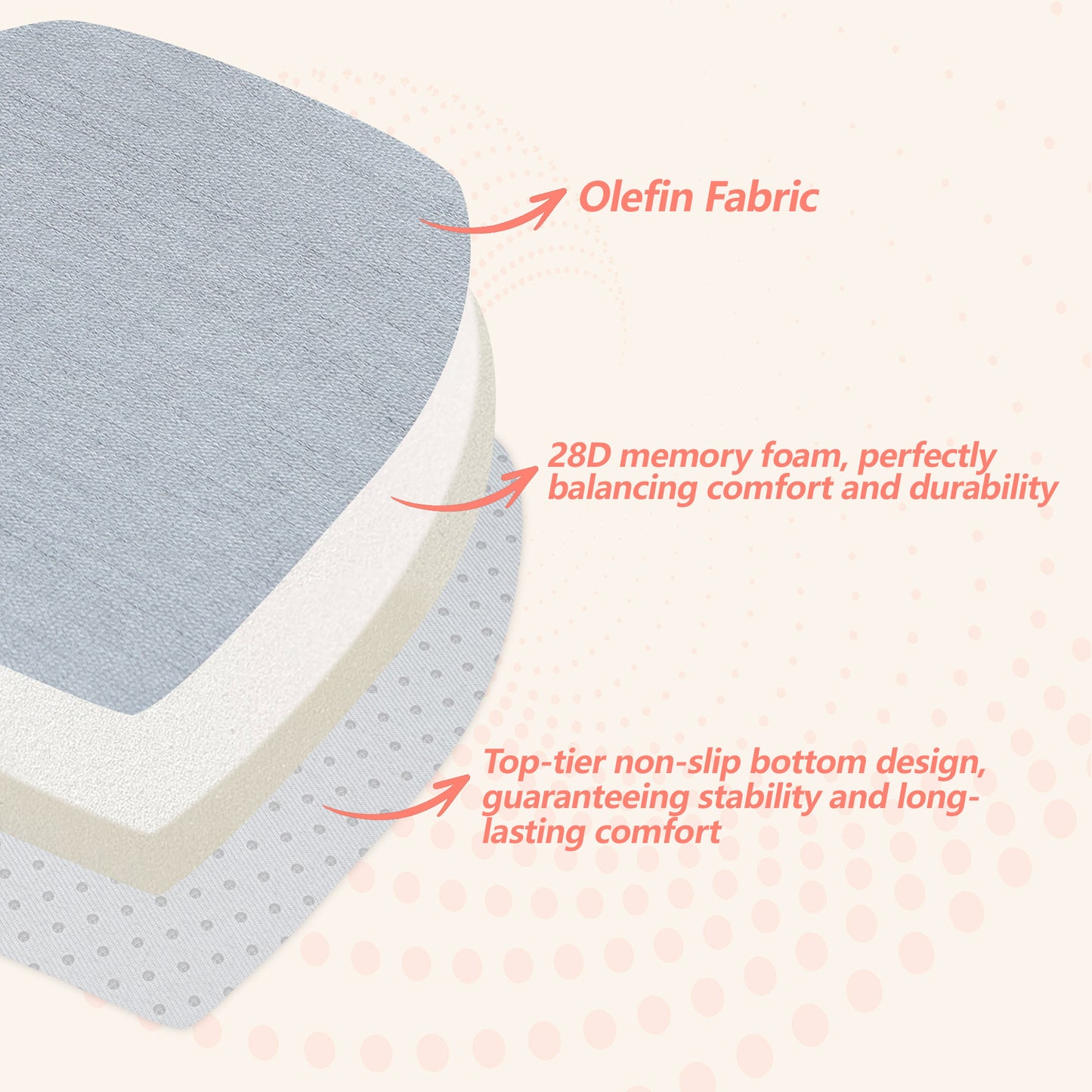 17-inch Depth Light Gray Trapezoidal Cushion