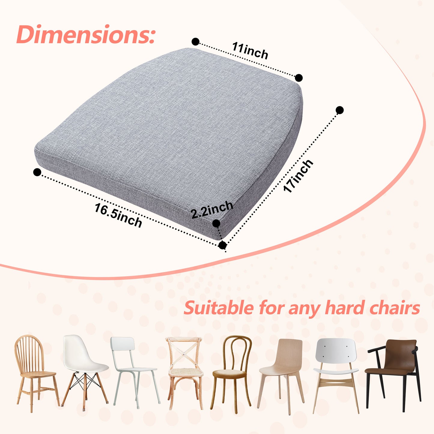 17-inch Depth Light Gray Trapezoidal Cushion