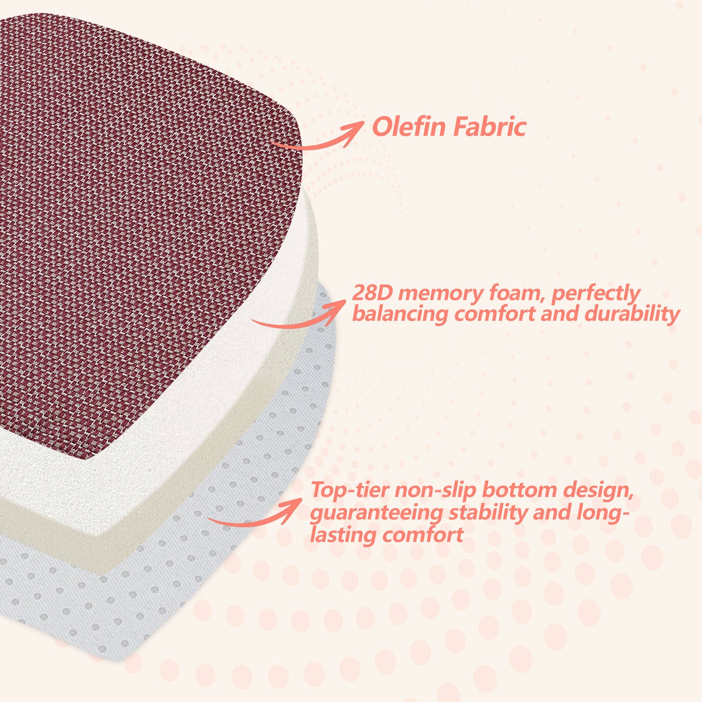 17-inch Depth Red Trapezoidal Cushion